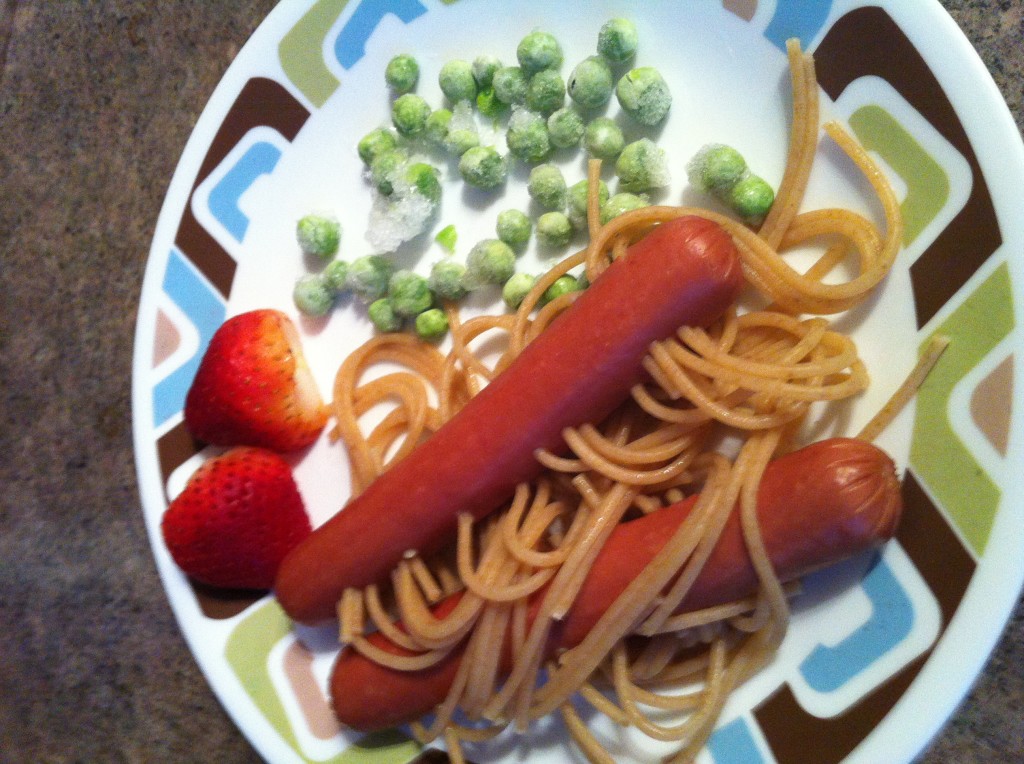 Hot Dog with Noodles in it